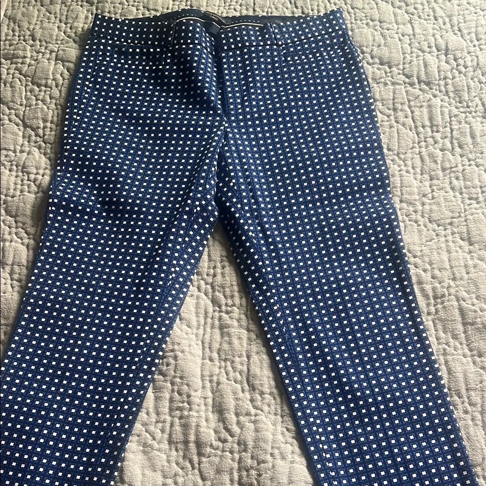 Banana Republic Navy and White Checkered Capris SZ 8